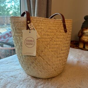Tan Woven Tote Bag